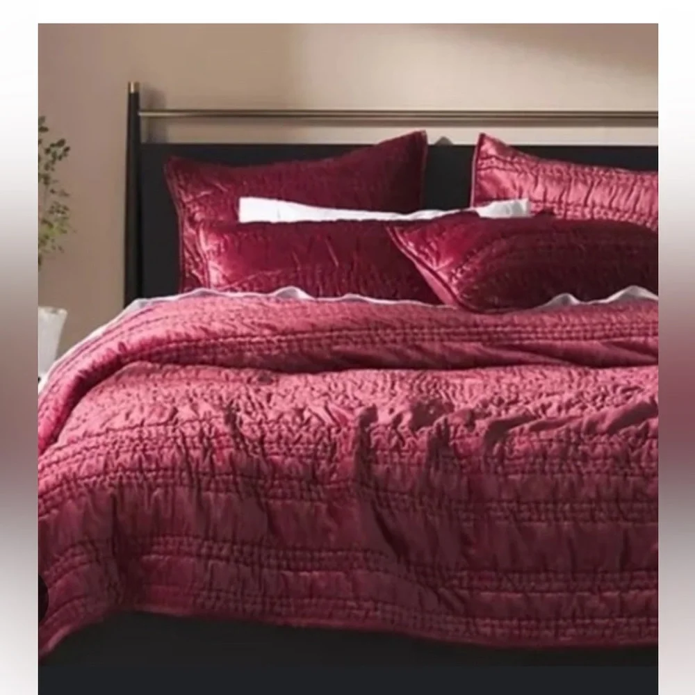 Anthropologie Wine Red Quilted Comforter. This is the comforter only.